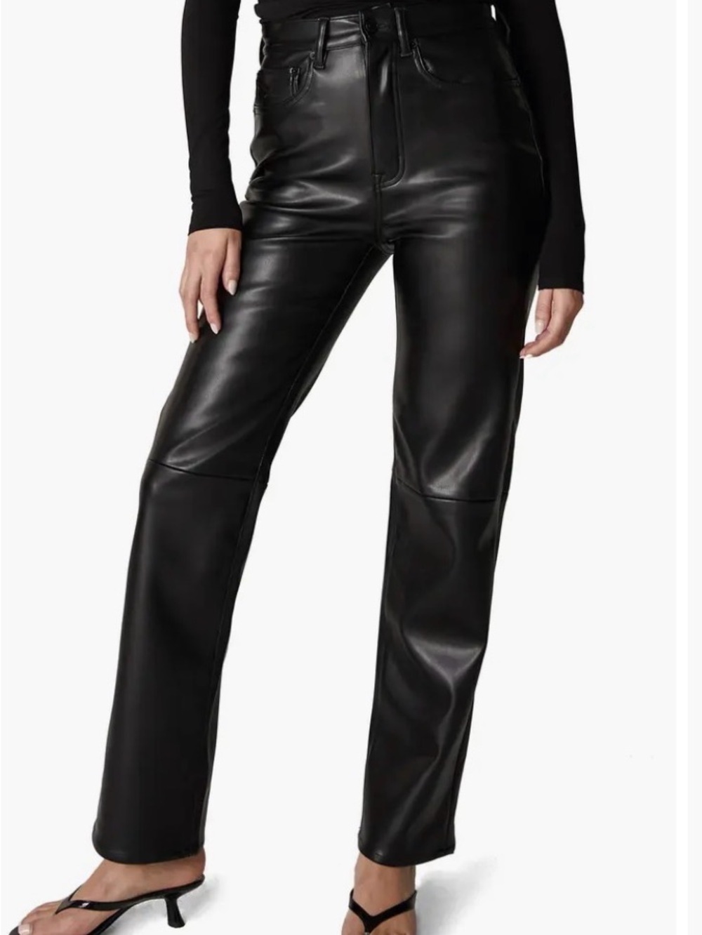 Joe's Jeans Black High-Rise Faux Leather Straight-Leg Pants